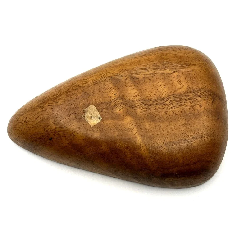 Vintage Carved Wood Bowl Teardrop Organic Modernist Minimalist Trinket Dish 6